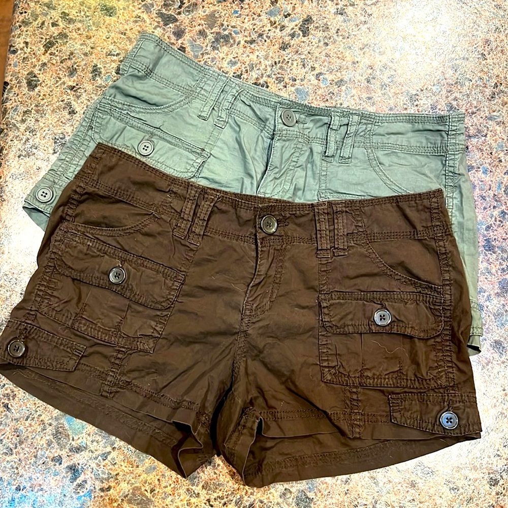 American Rag 2 pairs of Shorts size 7 one pair green one pair brown
